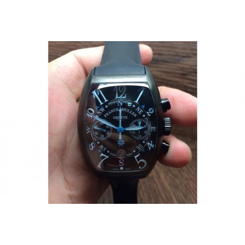 Franck Muller Casablanca Chrono PVD Black Dial on Black Rubber Strap A7753