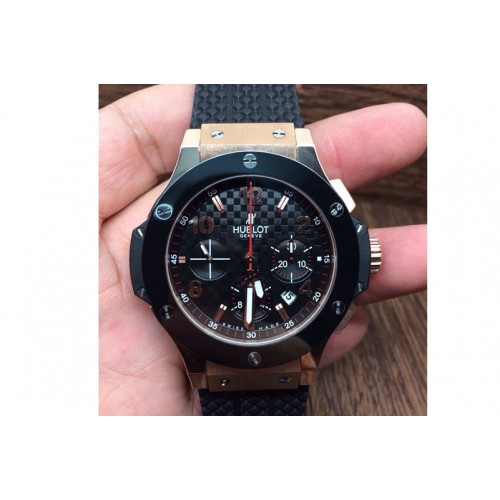 Hublot Big Bang 44mm RG Black Dial & Bezel on Black Rubber Strap HUB4100