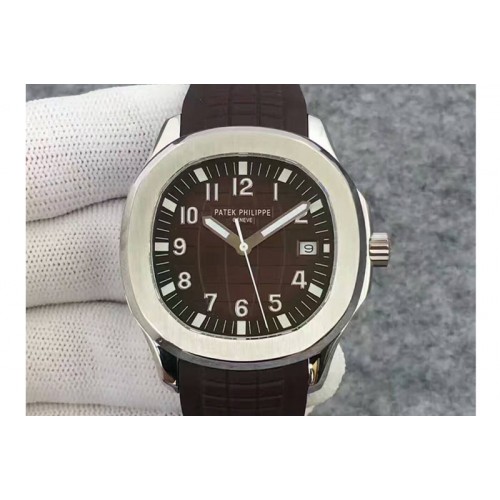 Patek Philippe Aquanaut Jumbo SS Brown Textured Dial on Black Rubber Strap A324
