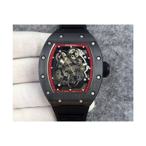 Richard Mille RM055 Black Ceramic KVF Red Inner Bezel Skeleton Dial on Black Rubber Strap MIYOTA8215 Richard Mille RM055 Black Ceramic KVF Red Inner Bezel Skeleton Dial on Black Rubber Strap MIYOTA8215