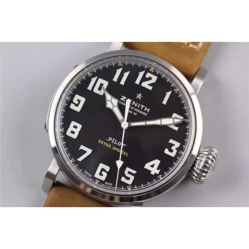 Zenith Pilot Type 20 Extra Special SS 45mm V6F 1:1 Best Edition on Brown Asso Strap A2824