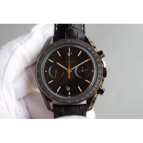 Omega Speedmaster Professional Moonwatch Chronograph PVD/RG Case On Leather Strap Best Edition A9300 Omega Speedmaster Professional Moonwatch Chronograph PVD/RG Case On Leather Strap Best Edition A9300