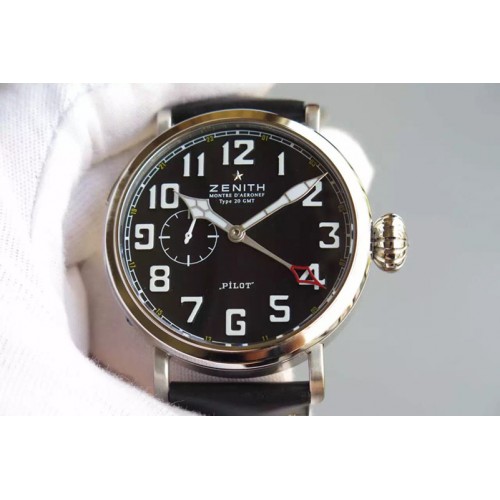 Zenith Pilot Type 20 GMT SS/LE 45mm Best Edition Black Dial Automatic Watches