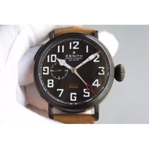 Zenith Pilot Type 20 GMT PVD/LE 45mm Best Edition Black Dial Automatic Watches