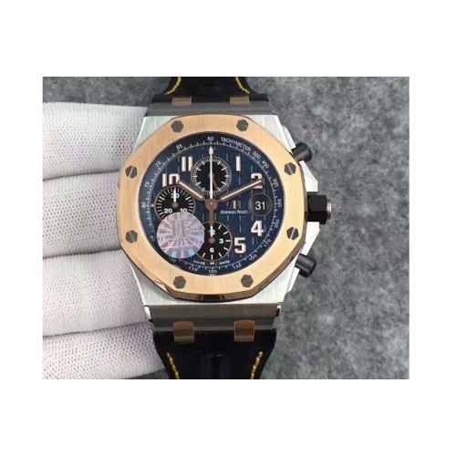 Audemars Piguet 26471SR.OO.D101CR.01 Royal Oak Offshore Chronograph 42mm Blue Tapisserie Arabic Rose Gold Stainless Steel 2016