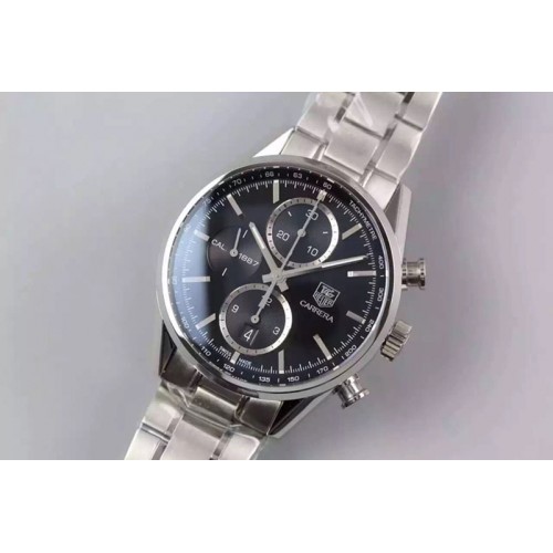 Tag Heuer Carrera CAL1887 Chronograph 41mm SS V6F 1:1 Best Edition Black Dial on SS Bracelet CAL1887