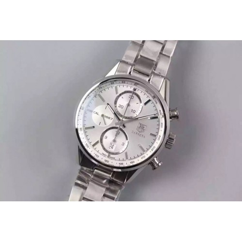 Tag Heuer Carrera CAL1887 Chronograph 41mm SS V6F 1:1 Best Edition White Dial on SS Bracelet CAL1887