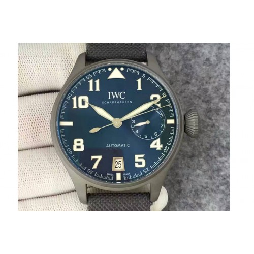 IWC Big Pilot Real PR Custom Made Sandblasted SS Case Blue Dial on Gray Nylon Strap A51111 IWC Big Pilot Real PR Custom Made Sandblasted SS Case Blue Dial on Gray Nylon Strap A51111