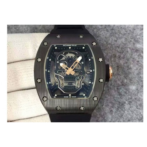 Richard Mille RM052 Black Ceramic KVF RG Inner Bezel Skeleton Dial on Black Rubber Strap MIYOTA8215