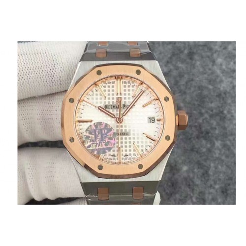 Audemars Piguet Royal Oak 37mm 15450 RG Bezel JF 1:1 Best Edition Silver Dial on SS/RG Bracelet A3120