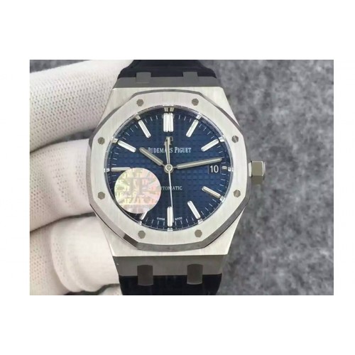 Audemars Piguet Royal Oak 37mm 15450 SS JF 1:1 Best Edition Blue Dial on Black Leather Strap A3120