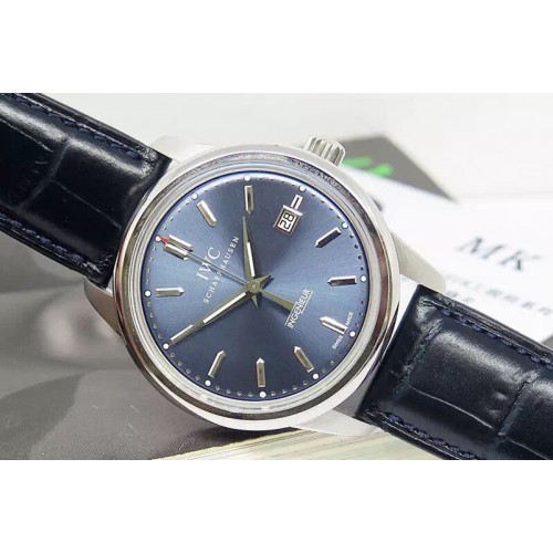 IWC Ingeniuer St.Laurens SS Blue Dial MK 1:1 Best Edition A80111 on Black Leather Strap