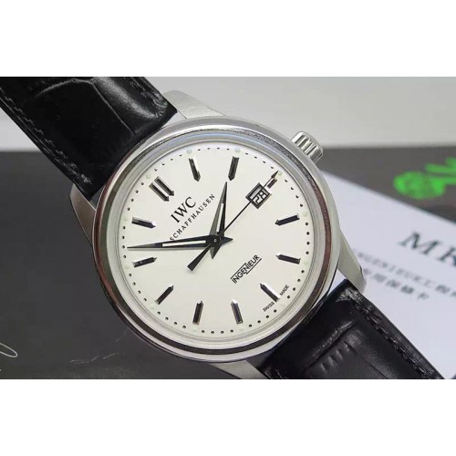 IWC Ingeniuer St.Laurens SS White Dial MK 1:1 Best Edition A80111 on Black Leather Strap