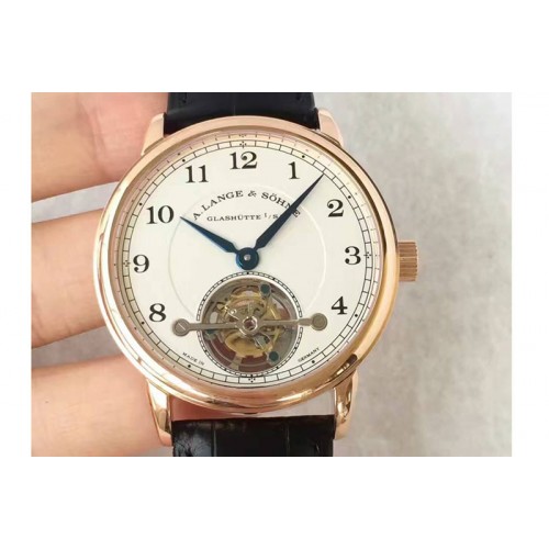 A.Lange & Sohne 1815 Tourbillon Handwerkskunst RG White Dial on Black Leather Strap