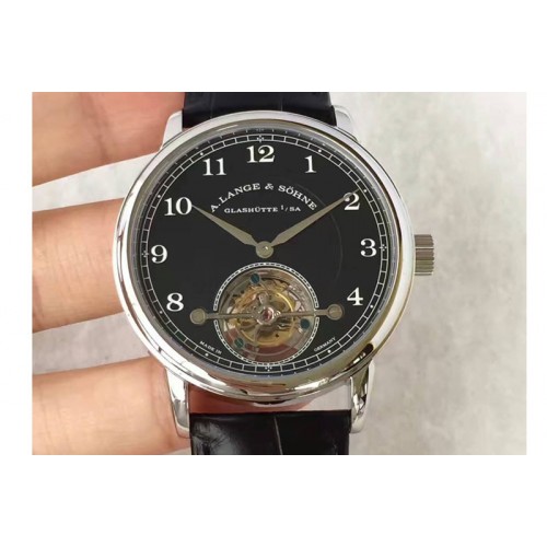 A.Lange & Sohne 1815 Tourbillon Handwerkskunst SS Black Dial on Black Leather Strap