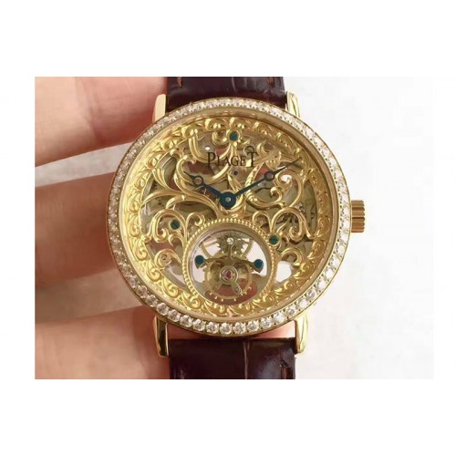 Piaget Skeleton Tourbillon YG/LE Diamond Bezel Watches