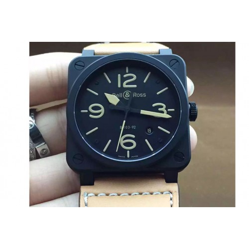 Bell&Ross BR 03-92 Golden Heritage PVD ZF 1:1 Best Edition on Brown Leather Strap MIYOTA 9015