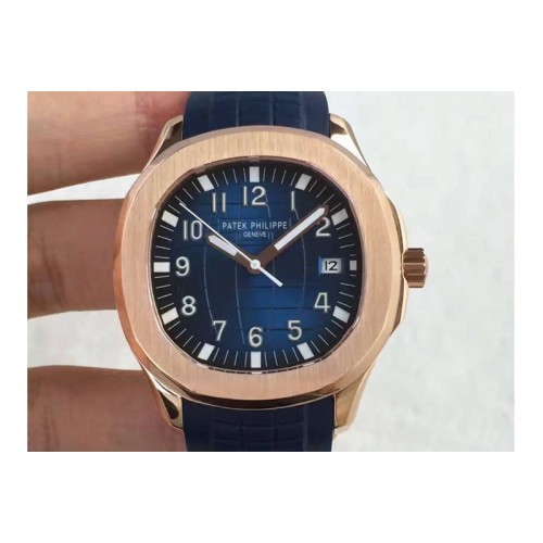 Patek Philippe Aquanaut Jumbo RG Blue Textured Dial on Blue Rubber Strap A324