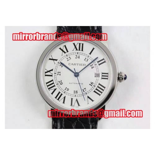 Ronde Solo De Cartier SS White Dial on Black Croco Strap A2892 Ronde Solo De Cartier SS White Dial on Black Croco Strap A2892