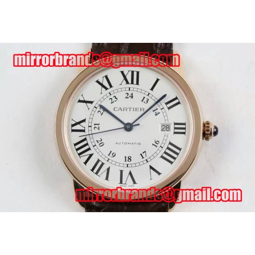 Ronde Solo De Cartier RG White Dial on Brown Croco Strap A2892 Ronde Solo De Cartier RG White Dial on Brown Croco Strap A2892