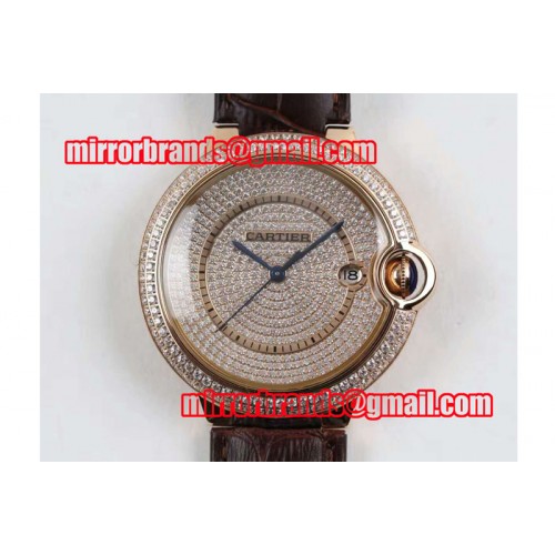 Ballon Bleu de Cartier Full Paved Diamonds Dial RG/LE M9015 Auto Watches