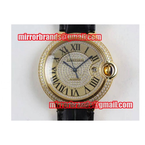Ballon Bleu de Cartier Full Paved Diamonds Dial YG/LE M9015 Auto Watches