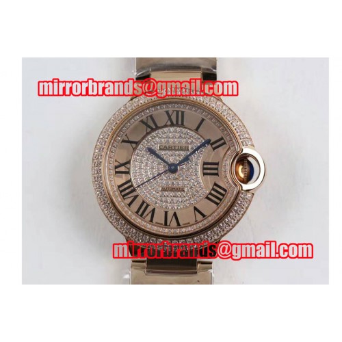 Ballon Bleu de Cartier Full Paved Diamonds Dial RG/RG M9015 Auto Watches