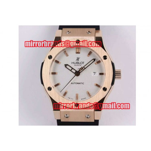 Hublot Big Bang Classic Fusion 45mm RG White Dial SS Bezel on Black Rubber Strap Hublot Big Bang Classic Fusion 45mm RG White Dial SS Bezel on Black Rubber Strap