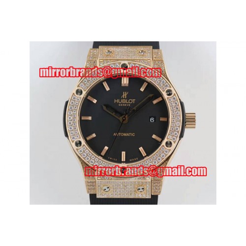 Hublot Big Bang Classic Fusion 45mm RG/RU Black Dial Full Diamond A2824 Hublot Big Bang Classic Fusion 45mm RG/RU Black Dial Full Diamond A2824