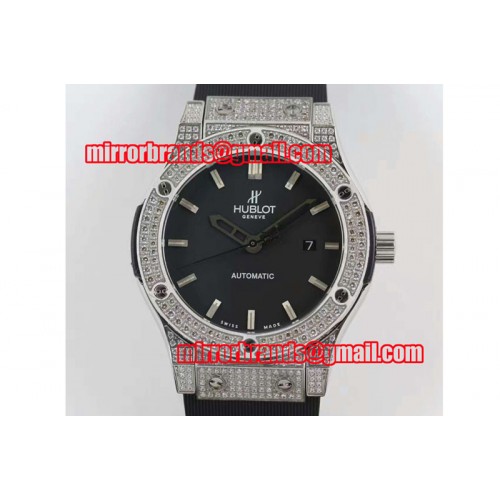 Hublot Big Bang Classic Fusion 45mm SS/RU Black Dial Full Diamond A2824 Hublot Big Bang Classic Fusion 45mm SS/RU Black Dial Full Diamond A2824