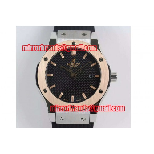 Hublot Big Bang Classic Fusion 45mm SS Black Dial RG Bezel on Black Rubber Strap Hublot Big Bang Classic Fusion 45mm SS Black Dial RG Bezel on Black Rubber Strap