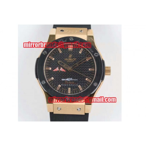 Hublot Big Bang Classic Fusion Tuiga 45mm RG Black Dial Ceramic Bezel on Black Rubber Strap Hublot Big Bang Classic Fusion Tuiga 45mm RG Black Dial Ceramic Bezel on Black Rubber Strap