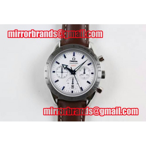 Omega Speedmaster '57 SS White Dial on Brown Leather Strap A7750