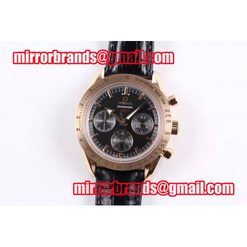 Omega Speedmaster '57 RG Black Dial on Brown Leather Strap A7750