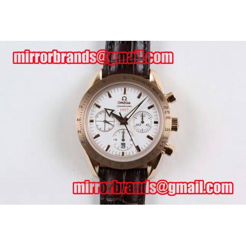 Omega Speedmaster '57 RG White Dial on Brown Leather Strap A7750