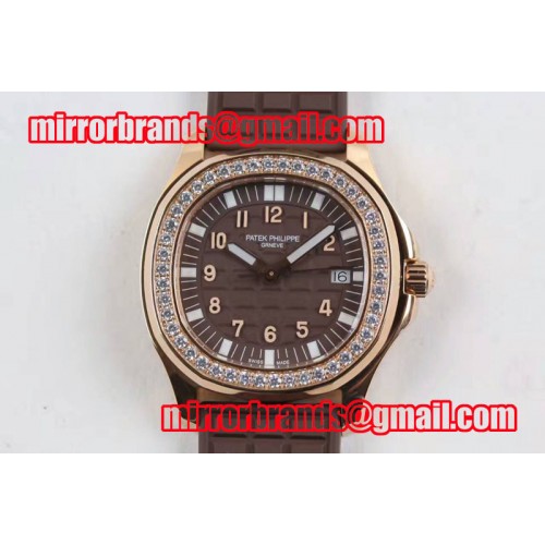Patek Philippe Aquanaut Luce RG Brown Textured Dial on Brown Rubber Strap A23 Quartz