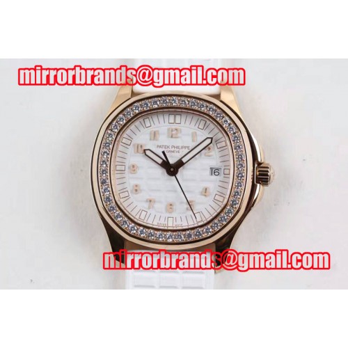 Patek Philippe Aquanaut Luce RG White Textured Dial on White Rubber Strap A23 Quartz