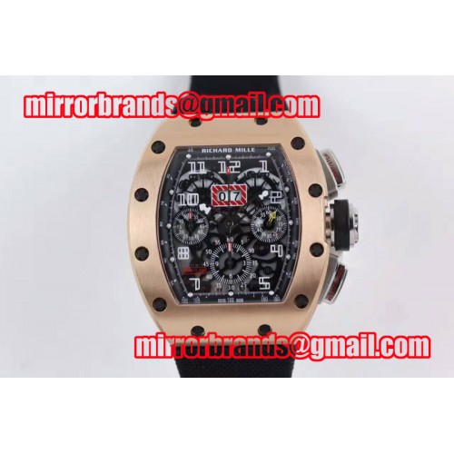 Richard Mille RM011-FM (Felipe Massa) Flyback Chrono RG Skeleton Dial Black Inner Bezel on Black Nylon Strap A7750