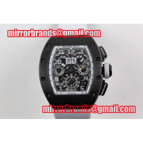 Richard Mille RM 011 PVD White Inner Bezel Skeleton Dial on White Nylon Strap A7750 $628.00