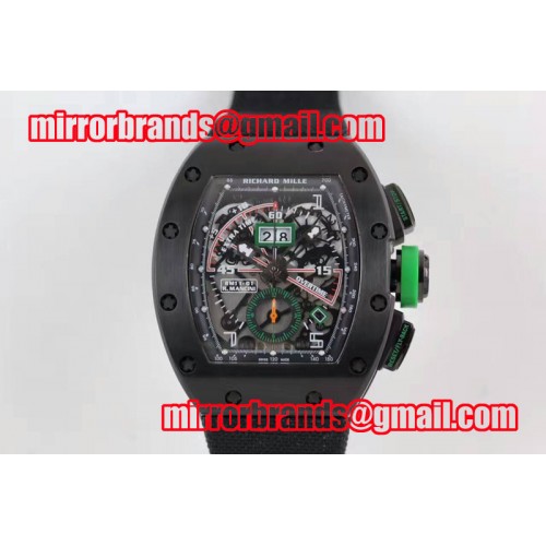Richard Mille RM 011 PVD Mancini Black Inner Bezel Skeleton Dial on Black Nylon Strap A7750
