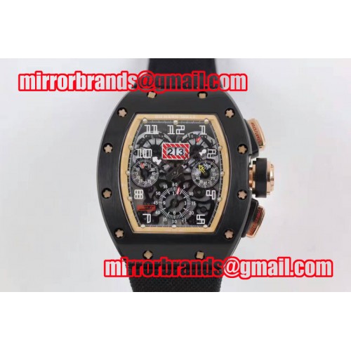 Richard Mille RM 011 PVD Gold Inner Bezel Skeleton Dial on Black Nylon Strap A7750
