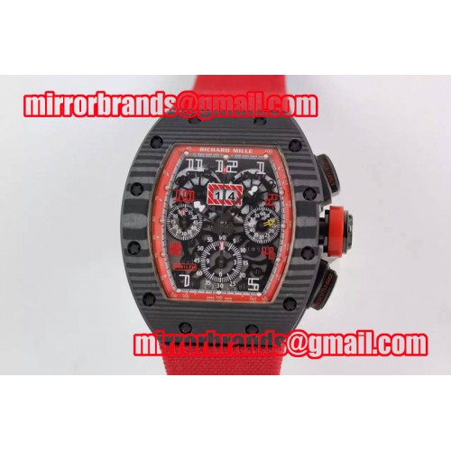 Richard Mille RM 011 PVD Forge Carbon Red Inner Bezel Skeleton Dial on Red Nylon Strap A7750