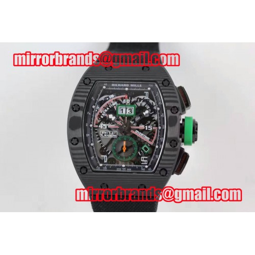 Richard Mille RM 011 PVD Forge Carbon Mancini Black Inner Bezel Skeleton Dial on Black Nylon Strap A7750