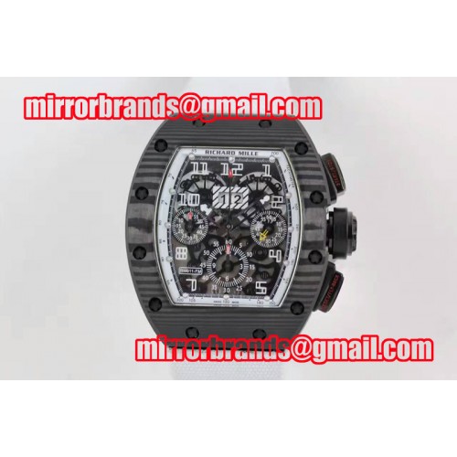 Richard Mille RM 011 PVD Forge Carbon White Inner Bezel Skeleton Dial on White Nylon Strap A7750