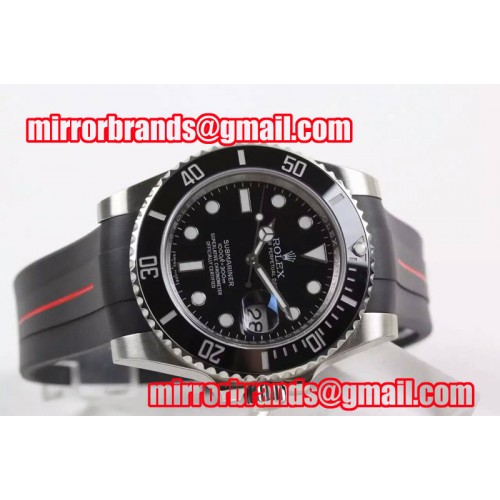Rolex Submariner 116610 LN Black Ceramic V7 1:1 Noob Best Edition SA3135 Rubber B Red Strap