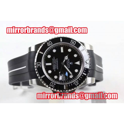 Rolex Submariner 116610 LN Black Ceramic V7 1:1 Noob Best Edition SA3135 Rubber B White Strap