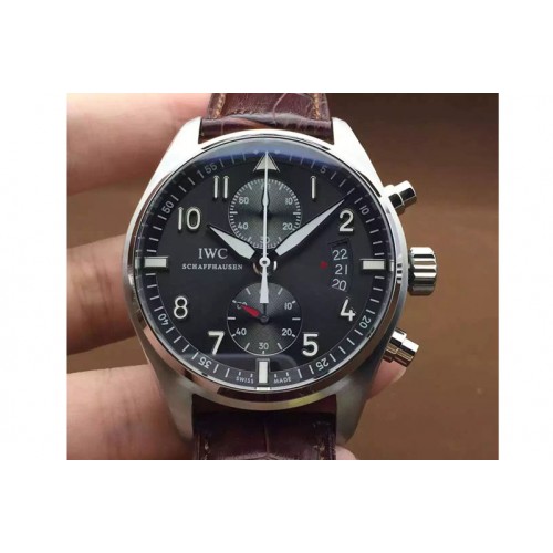 IWC Pilot Chrono SS 3878 Gray Dial on Black Leather Strap A7750 V2 IWC Pilot Chrono SS 3878 Gray Dial on Black Leather Strap A7750 V2