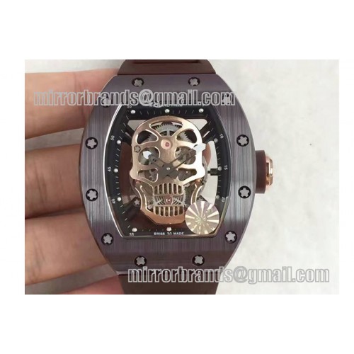 Richard Mille RM052 Brown Ceramic KVF RG Inner Bezel Skeleton Dial on Brown Rubber Strap MIYOTA8215 Richard Mille RM052 Brown Ceramic KVF RG Inner Bezel Skeleton Dial on Brown Rubber Strap MIYOTA8215