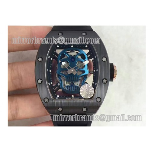 Richard Mille RM052 Black Ceramic KVF Blue Inner Bezel Skeleton Dial on Black Rubber Strap MIYOTA8215 Richard Mille RM052 Black Ceramic KVF Blue Inner Bezel Skeleton Dial on Black Rubber Strap MIYOTA8215