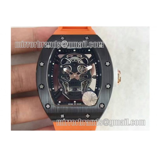 Richard Mille RM052 Black Ceramic KVF RG Inner Bezel Skeleton Dial on Orange Rubber Strap MIYOTA8215